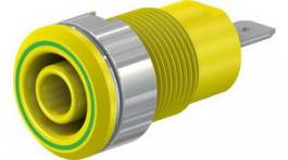 49.7044-20, Safety Socket _4mm Green / Yellow 24A 1kV Nickel-Plated, Staubli (former Multi-Contact )