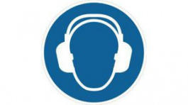 RND 605-00162, Ear Protection Sign, Mandatory Action, Round, White on Blue, Plastic, 1pcs, RND Lab