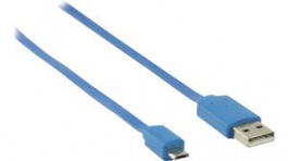 CCGP60410BU10, USB 2.0 Flat Cable USB A Plug - USB Micro-B Plug 1m Blue, Nedis (HQ)
