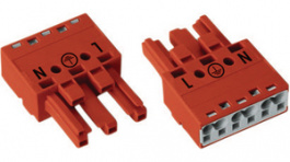 770-1303, Distribution connector 3p, 0.5...4 mm2 red, Wago