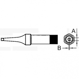 PT R7, Soldering Tip Chisel-shaped, narrow 1.6 mm 370 °C, Weller