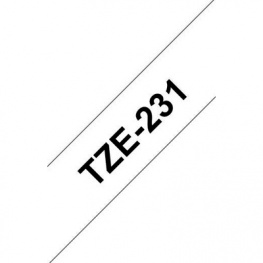 TZE-231, Label Tape 12 mm Black on White 8 m, Brother