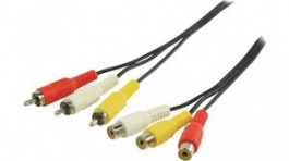CVGP24305BK50, Composite Video Cable 3x RCA Plug - 3x RCA Socket 5m, Nedis (HQ)