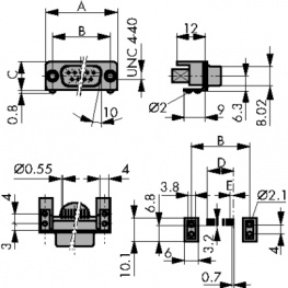 DTS15SYCSMD/2UNTR, D-Sub socket SMD 15P, Deltron swiss
