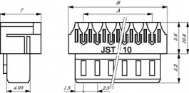 06NR-E6S, Socket 90deg., idc connection poles 6, JST