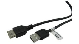 RND 765-00060, USB A Socket to USB A Plug Cable 600mm Black, RND Connect