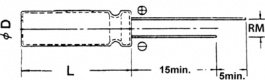 SKR471M1EG13M, Capacitor, radial 470 uF 25 VDC, Jamicon