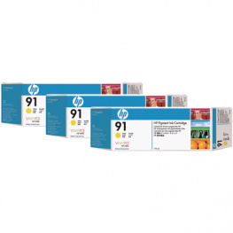 C9485A, Ink triple pack 91 yellow, HP