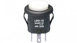 LP0115CMKW015FB, Illuminated Pushbutton Switch 1CO 3 A 30 VDC/125 VAC/250 VAC, NKK Switches (NIKKAI, Nihon)