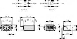5120.0303.0, Power inlet with filter 4 A 250 VAC, Schurter