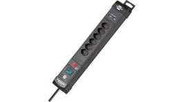 1951162602, Outlet Strip Premium-Line 6x Type J (T13)/USB - Type J (T12) Black 3m, Brennenstuhl
