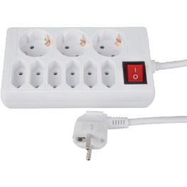 KF-GB-S03/6K-W1, Outlet Strip, 9xF (CEE 7/3), 1.5 m, Maxxtro