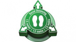 307914, 3D Safety Sign, Social Distance, Square, White on Green, Vinyl, Mandatory Action, Brady