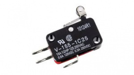 V-155-1C6, Micro Switch V, 15A, 1CO, 3.92N, Short Hinge Roller Lever, Omron