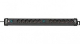 1156005012, Outlet Strip 12 Type K Black Type K 3m, Brennenstuhl