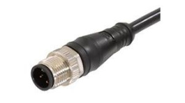 1200652276, Micro-Change (M12) Single-Ended Cordset with Knurled Hexnut 4 Poles Male (Straight) to Pigtail 22 AWG Black TPU WSOR 2m, Molex