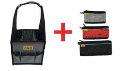 RND 550-00240+RND 550-00242, Polyester Tool Tote with Reinforced Handles 600D + Pocket Pouch 3-Piece Set, RND Lab