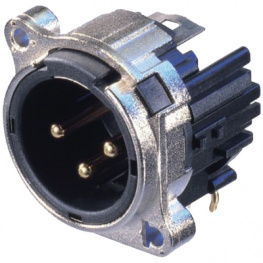 NC3MBH, XLR Panel-mount male receptacle 3 B Horizontal / PCB Mountin, Neutrik