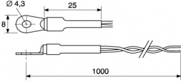 PT100 CRIMP RING 4.3MM, Surface thermometer with eye, Pt100, Heraeus