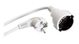341.203S, Extension Cable IP20 PVC CEE 7/7 Plug - DE Type F (CEE 7/3) Socket 10m White, Bachmann