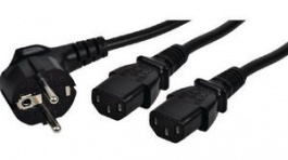 RND 465-00941, Mains Cable Type F (CEE 7/4) - 2x IEC 60320 C13 1.8m Black, RND Connect