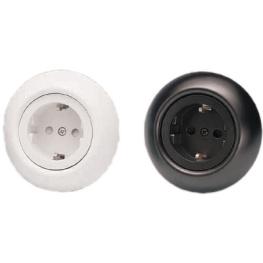 E18 313 76 00, Wall outlet 1-way w/earth 80 x 80 x 50 mm 16 A White, SCHNEIDER ELECTRIC