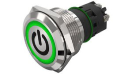 82-6152.2134.B002, Illuminated Pushbutton 1CO, IP65/IP67, LED, Green, Maintained Function, EAO