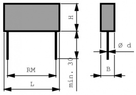 PME271M422MR30, Конденсатор: бумажный; Х2; 2,2нФ; 275ВAC; 10,2мм; ±20%; THT; 630ВDC, Kemet