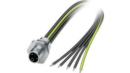1415291, M12 Front Mounting Panel Plug, 5 Poles, K-Coded, Assembled with Wires, Phoenix Contact