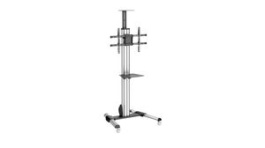 STNDMTV70, Portable Rolling TV Stand with Multimedia Device Shelf, 32 ... 75", 40kg, Black/Silver, StarTech.com