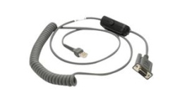 CBA-R31-C09ZAR, RS232 Cable, Coiled, 2.7m, Suitable for LI2208/DS4308/DS9908/LS1203, Zebra