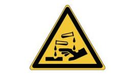 829724, ISO Safety Sign - Warning, Corrosive Substance, Triangular, Black on Yellow, Polyester, 1pcs, Brady