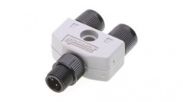 1200680169, Micro-Change (M12) Solid Body Splitter 1 x 4-Pole Male to 2 x 4-Pole Females Grey TPE Overmold, Molex