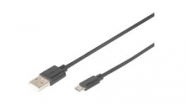 AK-300127-010-S, Cable USB-A Plug - USB Micro-B Plug 1m Black, DIGITUS