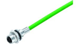 70 3784 706 08, M12 Panel Mount Socket, X-Coded, 8P, 0.5m Ethernet Cable, Binder