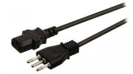 RND 465-00943, Mains Cable Italy Male - IEC 60320 C13 2m Black, RND Connect