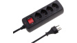 115004 Outlet strip, 1 Switch, 4xJ (T13), 1.5 m, CH/T12, black