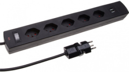 122326, Outlet strip, 5xJ (T13), 2 m, Type 12, black, Max Hauri