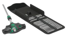 05023471001 [17 шт], Kraftform Kompakt Bit Holding Ratchet Screwdriver with T-Handle Set, Phillips / Pozidriv / Slotted / Hex / Torx, 17pcs, Wera Tools