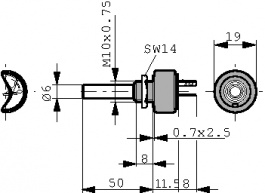 D19822KMDDK1000, Rotary Potentiometer, 22 kOhm, Soldering lugs, Vishay