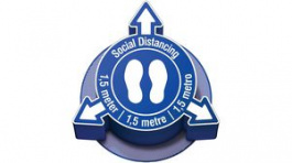 307915, 3D Safety Sign, Social Distance, Square, White on Blue, Vinyl, Mandatory Action,, Brady