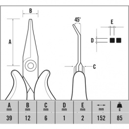 T3892, Snipe nose pliers 152 mm, C.K Tools (Carl Kammerling brand)