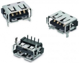 614104150121, Socket, 4, USB 2.0 A THT, WURTH Elektronik
