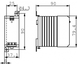 HRBD6630, Solid state relay single phase 4...32 VDC 30 A, Selectron