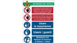 RND 605-00202, COVID-19 Reception, Safety Sign, Italian, 262x371mm, 1pcs, Brady