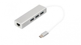 DA-70255, USB Hub with Gigabit Ethernet Port USB 3.0 3x USB A Socket, 3x USB A Socket - USB C Plug, DIGITUS