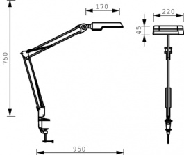 VISTA 3DIOPT. BLACK, Magnifying glass lamp 3 dioptres EU -, Glamox Luxo