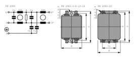 FN2060-10-06, Фильтр: помехоподавляющий; однофазный; 250ВAC; Cx: 470нФ; Cy: 4,7нФ, Schaffner