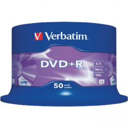 43550, DVD+R 4.7 GB Spindle of 50, Verbatim