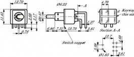 1A23-N2F4H9AE, Miniature Toggle Switch, On-Off-On, Solder-In Pins, Bent Ove, Eledis
